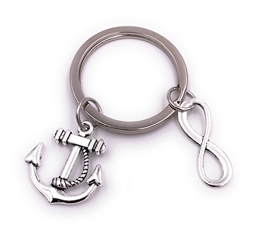 H-Customs Anker Endlos Maritim Seefahrt Schlüsselanhänger Anhänger Silber aus Metall von H-Customs