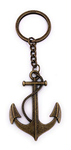 H-Customs Anker mit Seil Schlüsselanhänger Anhänger Bronze aus Metall von H-Customs