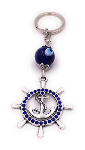H-Customs Anker schützendes Auge Silber Blau besonderer Schlüsselanhänger Anhänger von H-Customs