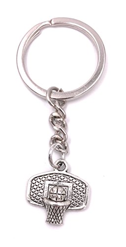 H-Customs Basketball Ball Korb anders Schlüsselanhänger Anhänger Silber aus Metall von H-Customs