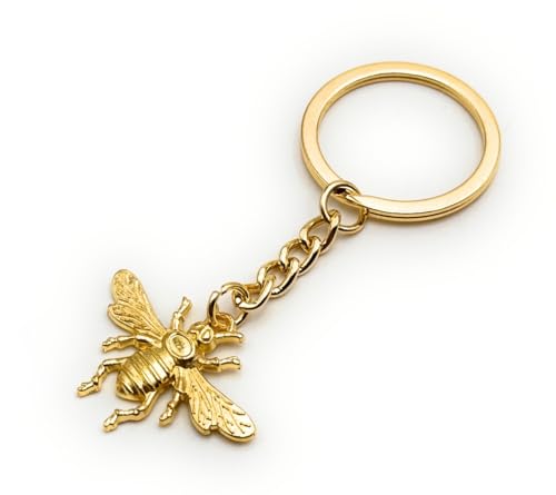 H-Customs Biene Hummel niedlich Schlüsselanhänger Anhänger aus Metall Golden von H-Customs