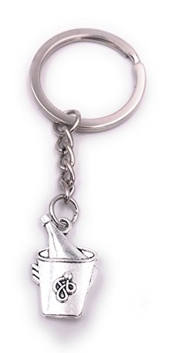H-Customs Champagner Sekt Flasche Gekühlt Schlüsselanhänger Anhänger Silber aus Metall von H-Customs
