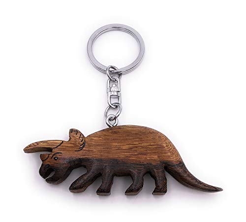 H-Customs Dinosaurier Triceratops Dino Holz Edel Handmade Schlüsselanhänger Anhänger von H-Customs