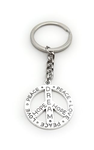H-Customs Dream Hope Love Peace Schlüsselanhänger Anhänger aus Metall Silber von H-Customs