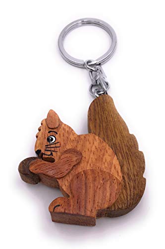 H-Customs Eichhörnchen mit Futter Holz Edel Handmade Schlüsselanhänger Anhänger von H-Customs