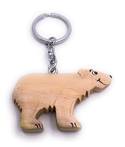 H-Customs Eisbär Tier Nordpol Holz Edel Handmade Schlüsselanhänger Anhänger von H-Customs