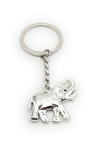 H-Customs Elefant Tier Afrika Schlüsselanhänger Anhänger aus Metall Silber von H-Customs