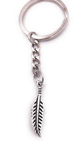 H-Customs Feder Schlüsselanhänger Anhänger Silber aus Metall von H-Customs