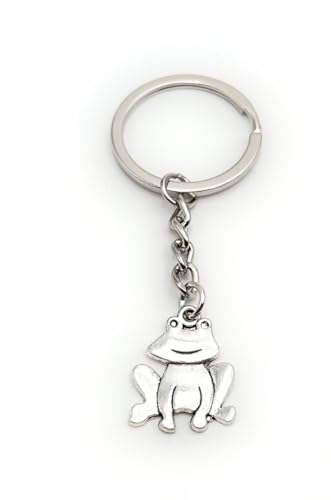 H-Customs Frosch sitzend Schlüsselanhänger Anhänger aus Metall Silber von H-Customs