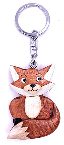 H-Customs Fuchs Sitzend Jagdtier Holz Edel Handmade Schlüsselanhänger Anhänger von H-Customs