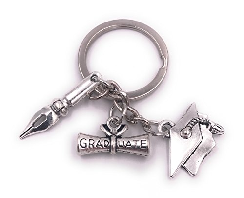 H-Customs Füller Schreibwahren Diplom Master Schlüsselanhänger Anhänger Silber aus Metall von H-Customs