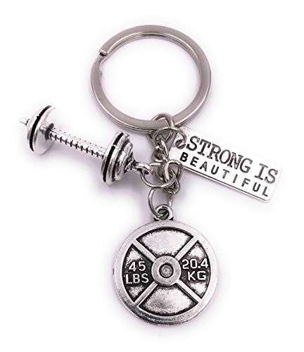 H-Customs Gewicht Bodybuilder Strong Schlüsselanhänger Anhänger Silber aus Metall von H-Customs