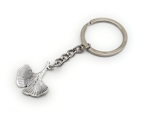 H-Customs Gingko Blatt Schlüsselanhänger Anhänger aus Metall Silber von H-Customs