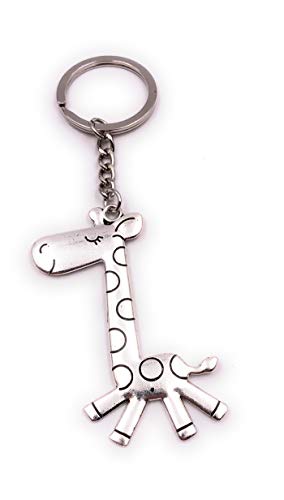 H-Customs Giraffe langer Hals süss flach groß Tier Paarhufer Silber Schlüsselanhänger Anhänger von H-Customs