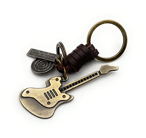 H-Customs Gitarre Musik Instrument Leder Bronze Schlüsselanhänger Anhänger Bronze von H-Customs