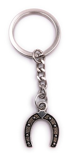 H-Customs Hufeisen Reiten Pferd Schlüsselanhänger Anhänger Silber aus Metall von H-Customs