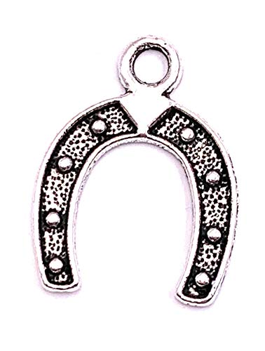 H-Customs Hufeisen Reiten mit Punkten Charm Anhänger Kettenanhänger Bastelbedarf Schmuck von H-Customs