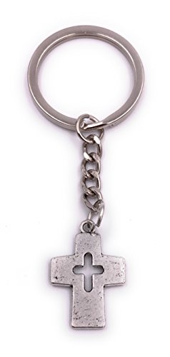 H-Customs Kreuz Christi Jesus Kirche Schlüsselanhänger Anhänger Silber aus Metall von H-Customs