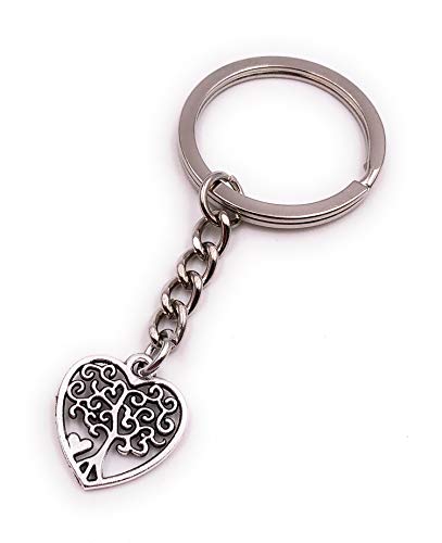 H-Customs Lebensbaum Baum Pflanze im Herz Silber Schlüsselanhänger Anhänger von H-Customs