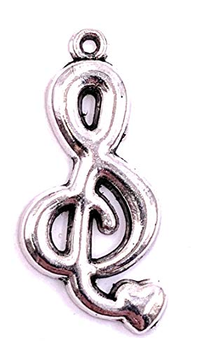 H-Customs Notenschlüssel mit Herz Charm Anhänger Kettenanhänger Bastelbedarf Schmuck von H-Customs