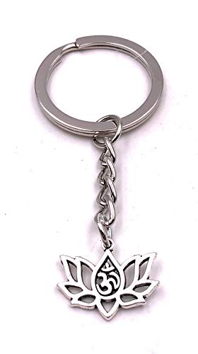 H-Customs Om Zeichen Symbol Hindu Goa Lotusblume Blüte Silber Schlüsselanhänger Anhänger von H-Customs