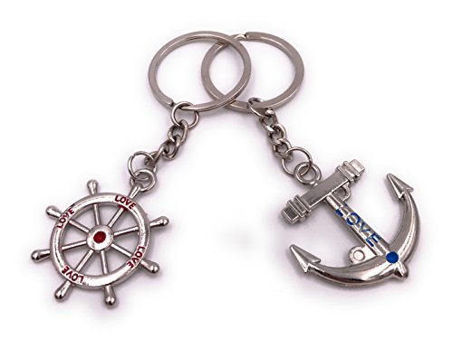 H-Customs Pärchenanhänger Seemann Schiffsruder Anker Schlüsselanhänger Anhänger von H-Customs