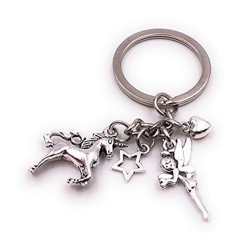 H-Customs Pferd Fee Stern Herz Silber Schlüsselanhänger Anhänger von H-Customs