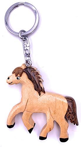H-Customs Pferd Hell trabend Holz Edel Handmade Schlüsselanhänger Anhänger von H-Customs