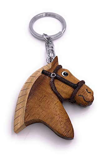 H-Customs Pferd Kopf mit Halfter Holz Edel Handmade Schlüsselanhänger Anhänger von H-Customs
