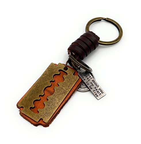 H-Customs Rasierklinge Messerklinge Schneide Leder bronze Schlüsselanhänger Anhänger bronze von H-Customs