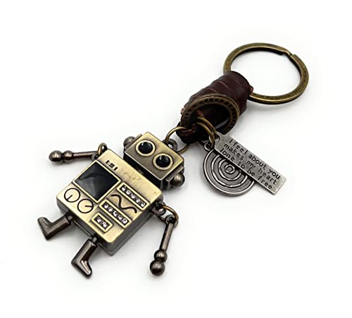 H-Customs Roboter Maschinenmensch Apparat bronze Leder Schlüsselanhänger Anhänger bronze von H-Customs