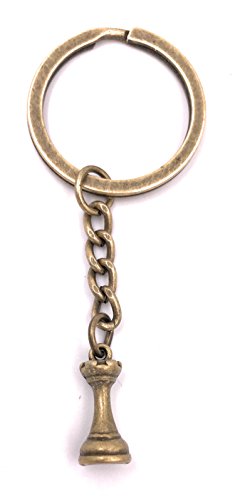 H-Customs Schachfigur Turm Schach Figur Schlüsselanhänger Anhänger Bronze aus Metall von H-Customs
