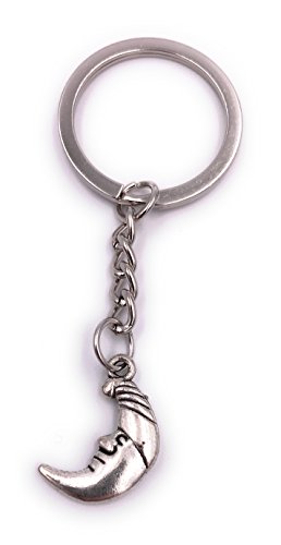 H-Customs Schlafender Mond Schlüsselanhänger Anhänger Silber aus Metall von H-Customs