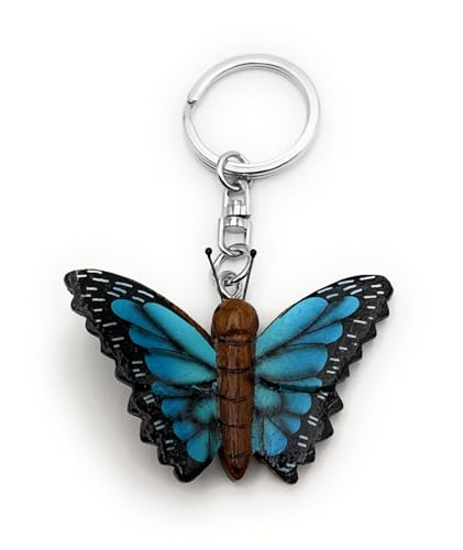 H-Customs Schmetterling bunt süß Holz Edel Handmade Schlüsselanhänger Anhänger zufällige Farbe von H-Customs