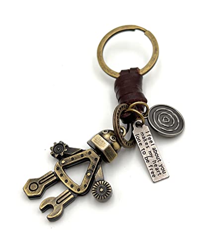 H-Customs Schraubenroboter Maschinenmensch Männchen bronze Leder Schlüsselanhänger Anhänger bronze von H-Customs