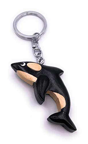 H-Customs Schwarzer Orka Wal Säugetier Holz Edel Handmade Schlüsselanhänger Anhänger von H-Customs