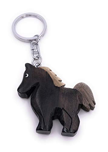 H-Customs Schwarzes Pferd Rappe Reiten Holz Edel Handmade Schlüsselanhänger Anhänger von H-Customs