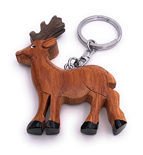 H-Customs Süßer Hirsch mit Geweih Holz Edel Handmade Schlüsselanhänger Anhänger von H-Customs
