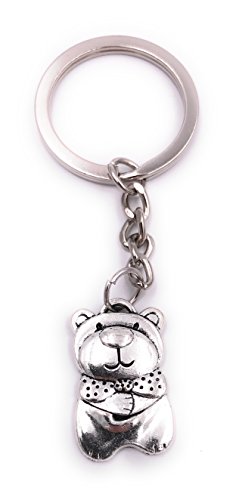 H-Customs Teddy Bär Kuscheltier Schlüsselanhänger Anhänger Silber aus Metall von H-Customs