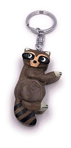 H-Customs Waschbär Bär süß Holz Edel Handmade Schlüsselanhänger Anhänger von H-Customs