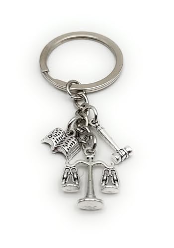 H-Customs Wiege der Gerechtigkeit Buch Richter Schlüsselanhänger Anhänger aus Metall Silber von H-Customs