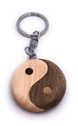 H-Customs Ying und Yang Zeichen Holz Edel Handmade Schlüsselanhänger Anhänger von H-Customs