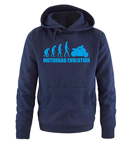 Comedy Shirts Motorrad Evolution - Herren Hoodie - Navy/Blau Gr. L von Comedy Shirts