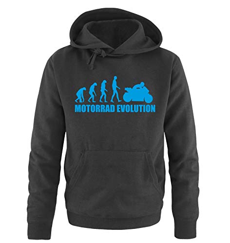 Comedy Shirts Motorrad Evolution - Herren Hoodie - Schwarz/Blau Gr. XL von Comedy Shirts