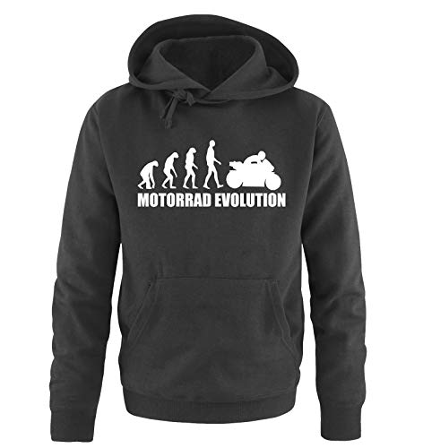Comedy Shirts Motorrad Evolution - Herren Hoodie - Schwarz/Weiss Gr. XL von Comedy Shirts