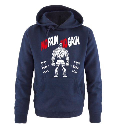 Comedy Shirts NO Pain NO GAIN - Herren Hoodie - Navy/Weiss-Rot Gr. L von Comedy Shirts