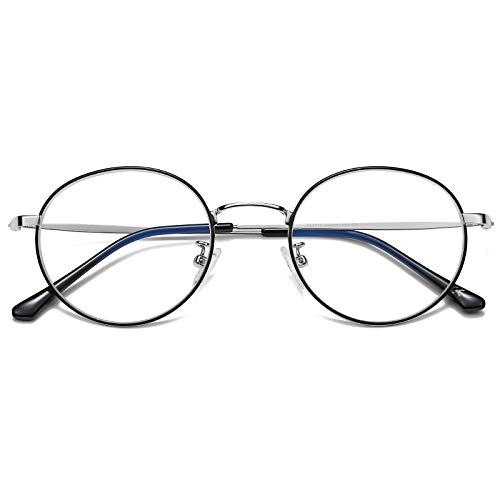 H HELMUT JUST Blaulichtfilter Brille Damen Herren Metall Frame, Retro Klassisches Rahmen Klare Brille, Blaulichtbrille ohne Sehstärke Computerbrille von H HELMUT JUST