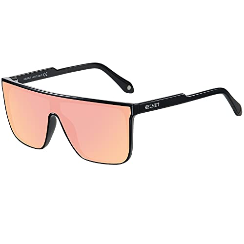 H HELMUT JUST Sonnenbrille Herren Damen Eckig Groß, Sonnenbrille Retro Orangerosa Stylisch Leicht TR90 Rahmen Unisex von H HELMUT JUST