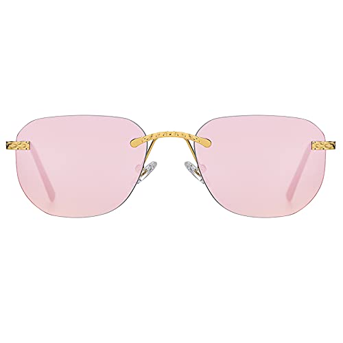 H HELMUT JUST Kleine Sonnenbrille für Herren Damen Rosa Verspiegelt Linse Oval Rahmen aus Metall UV400 von H HELMUT JUST