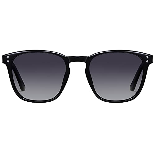 H HELMUT JUST Sonnenbrille Für Herren Schwarz Eckig Retro Vinage Polarisierte Linse Leichter TR90 Rahmen Acetatbügel von H HELMUT JUST